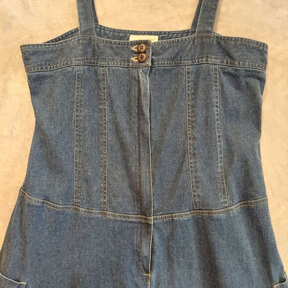 Roamans blue jean Dress size 14p Maxi denim jean fray hem ruffle zip 2 pockets - Picture 16 of 16